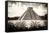 ¡Viva Mexico! B&W Collection - Pyramid of Chichen Itza VI-Philippe Hugonnard-Framed Stretched Canvas