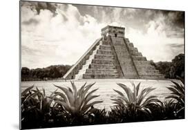 ¡Viva Mexico! B&W Collection - Pyramid of Chichen Itza VI-Philippe Hugonnard-Mounted Photographic Print