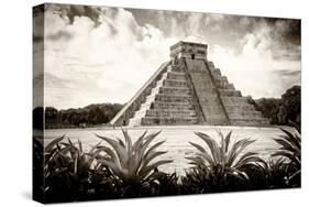 ¡Viva Mexico! B&W Collection - Pyramid of Chichen Itza VI-Philippe Hugonnard-Stretched Canvas