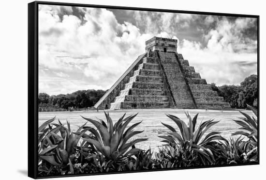 ?Viva Mexico! B&W Collection - Pyramid of Chichen Itza VII-Philippe Hugonnard-Framed Stretched Canvas