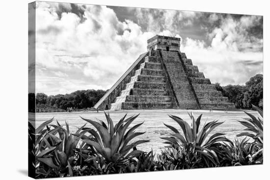 ?Viva Mexico! B&W Collection - Pyramid of Chichen Itza VII-Philippe Hugonnard-Stretched Canvas