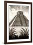 ¡Viva Mexico! B&W Collection - Pyramid of Chichen Itza VIII-Philippe Hugonnard-Framed Photographic Print