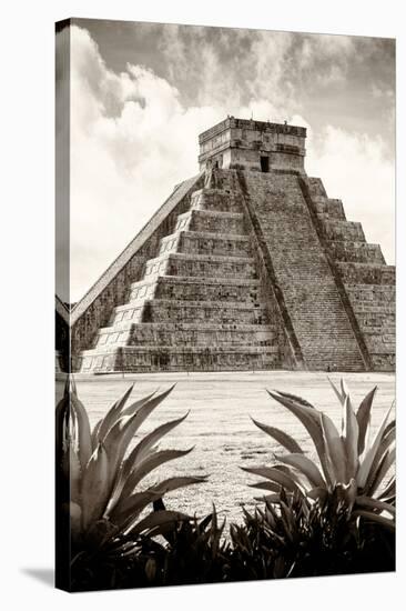 ¡Viva Mexico! B&W Collection - Pyramid of Chichen Itza VIII-Philippe Hugonnard-Stretched Canvas