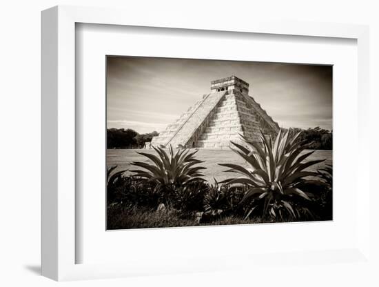 ¡Viva Mexico! B&W Collection - Pyramid of Chichen Itza-Philippe Hugonnard-Framed Photographic Print