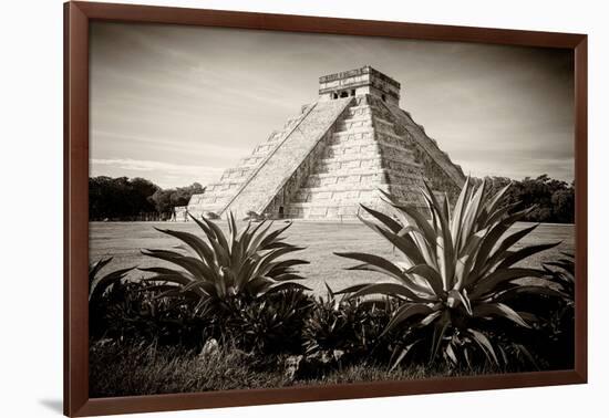 ¡Viva Mexico! B&W Collection - Pyramid of Chichen Itza-Philippe Hugonnard-Framed Photographic Print