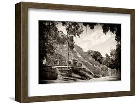 ¡Viva Mexico! B&W Collection - Pyramid of the ancient Mayan city of Calakmul III-Philippe Hugonnard-Framed Photographic Print