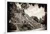 ¡Viva Mexico! B&W Collection - Pyramid of the ancient Mayan city of Calakmul III-Philippe Hugonnard-Framed Photographic Print