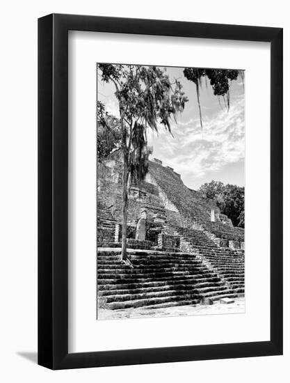 ¡Viva Mexico! B&W Collection - Pyramid of the ancient Mayan city of Calakmul VI-Philippe Hugonnard-Framed Photographic Print