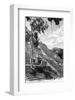 ¡Viva Mexico! B&W Collection - Pyramid of the ancient Mayan city of Calakmul VI-Philippe Hugonnard-Framed Photographic Print