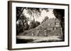 ¡Viva Mexico! B&W Collection - Pyramid of the ancient Mayan city of Calakmul-Philippe Hugonnard-Framed Photographic Print