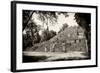 ¡Viva Mexico! B&W Collection - Pyramid of the ancient Mayan city of Calakmul-Philippe Hugonnard-Framed Photographic Print