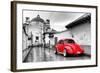 ?Viva Mexico! B&W Collection - Red VW Beetle Car in San Cristobal de Las Casas-Philippe Hugonnard-Framed Photographic Print