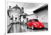 ?Viva Mexico! B&W Collection - Red VW Beetle Car in San Cristobal de Las Casas-Philippe Hugonnard-Framed Photographic Print