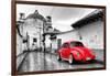 ?Viva Mexico! B&W Collection - Red VW Beetle Car in San Cristobal de Las Casas-Philippe Hugonnard-Framed Photographic Print