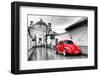 ?Viva Mexico! B&W Collection - Red VW Beetle Car in San Cristobal de Las Casas-Philippe Hugonnard-Framed Photographic Print