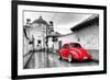 ?Viva Mexico! B&W Collection - Red VW Beetle Car in San Cristobal de Las Casas-Philippe Hugonnard-Framed Photographic Print