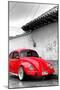 ¡Viva Mexico! B&W Collection - Red VW Beetle in San Cristobal de Las Casas-Philippe Hugonnard-Mounted Photographic Print