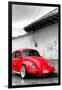 ¡Viva Mexico! B&W Collection - Red VW Beetle in San Cristobal de Las Casas-Philippe Hugonnard-Framed Photographic Print