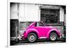 ¡Viva Mexico! B&W Collection - Small Deep Pink VW Beetle Car-Philippe Hugonnard-Framed Photographic Print