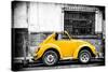 ¡Viva Mexico! B&W Collection - Small Gold VW Beetle Car-Philippe Hugonnard-Stretched Canvas