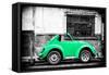 ¡Viva Mexico! B&W Collection - Small Green VW Beetle Car-Philippe Hugonnard-Framed Stretched Canvas
