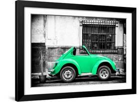 ¡Viva Mexico! B&W Collection - Small Green VW Beetle Car-Philippe Hugonnard-Framed Photographic Print