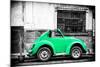 ¡Viva Mexico! B&W Collection - Small Green VW Beetle Car-Philippe Hugonnard-Mounted Photographic Print