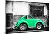 ¡Viva Mexico! B&W Collection - Small Green VW Beetle Car-Philippe Hugonnard-Mounted Photographic Print