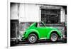 ¡Viva Mexico! B&W Collection - Small Kelly Green VW Beetle Car-Philippe Hugonnard-Framed Photographic Print