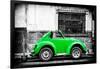 ¡Viva Mexico! B&W Collection - Small Kelly Green VW Beetle Car-Philippe Hugonnard-Framed Photographic Print