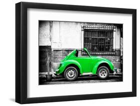 ¡Viva Mexico! B&W Collection - Small Kelly Green VW Beetle Car-Philippe Hugonnard-Framed Photographic Print