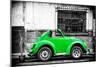 ¡Viva Mexico! B&W Collection - Small Kelly Green VW Beetle Car-Philippe Hugonnard-Mounted Photographic Print