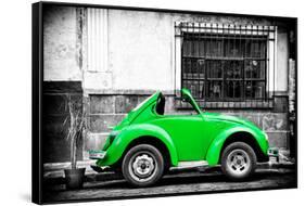 ¡Viva Mexico! B&W Collection - Small Kelly Green VW Beetle Car-Philippe Hugonnard-Framed Stretched Canvas