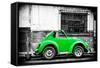 ¡Viva Mexico! B&W Collection - Small Kelly Green VW Beetle Car-Philippe Hugonnard-Framed Stretched Canvas