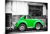 ¡Viva Mexico! B&W Collection - Small Kelly Green VW Beetle Car-Philippe Hugonnard-Mounted Photographic Print