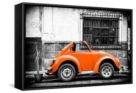 ¡Viva Mexico! B&W Collection - Small Orange VW Beetle Car-Philippe Hugonnard-Framed Stretched Canvas