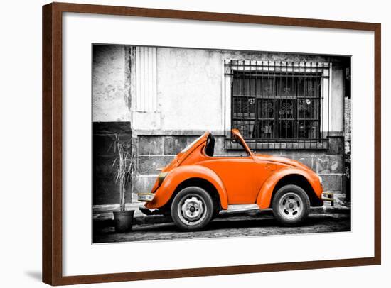 ¡Viva Mexico! B&W Collection - Small Orange VW Beetle Car-Philippe Hugonnard-Framed Photographic Print