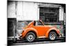 ¡Viva Mexico! B&W Collection - Small Orange VW Beetle Car-Philippe Hugonnard-Mounted Photographic Print