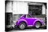 ¡Viva Mexico! B&W Collection - Small Red Purple Beetle Car-Philippe Hugonnard-Stretched Canvas