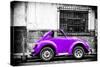¡Viva Mexico! B&W Collection - Small Red Purple Beetle Car-Philippe Hugonnard-Stretched Canvas