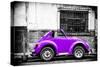 ¡Viva Mexico! B&W Collection - Small Red Purple Beetle Car-Philippe Hugonnard-Stretched Canvas