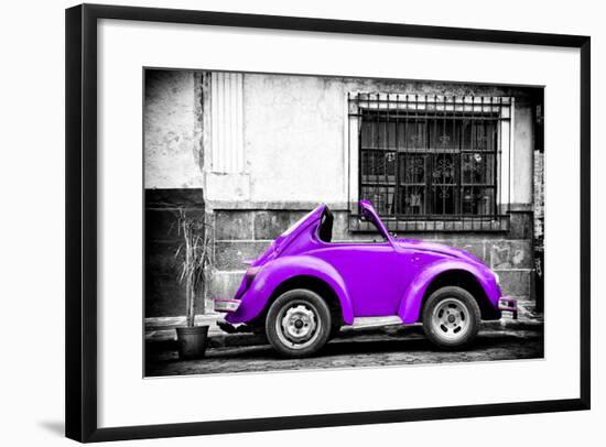 ¡Viva Mexico! B&W Collection - Small Red Purple Beetle Car-Philippe Hugonnard-Framed Photographic Print