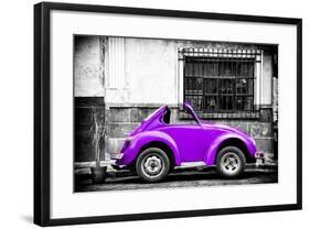 ¡Viva Mexico! B&W Collection - Small Red Purple Beetle Car-Philippe Hugonnard-Framed Photographic Print