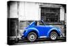 ¡Viva Mexico! B&W Collection - Small Red Royal Blue Beetle Car-Philippe Hugonnard-Stretched Canvas