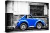 ¡Viva Mexico! B&W Collection - Small Red Royal Blue Beetle Car-Philippe Hugonnard-Stretched Canvas