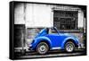 ¡Viva Mexico! B&W Collection - Small Red Royal Blue Beetle Car-Philippe Hugonnard-Framed Stretched Canvas