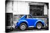 ¡Viva Mexico! B&W Collection - Small Red Royal Blue Beetle Car-Philippe Hugonnard-Stretched Canvas