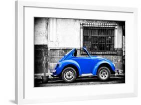 ¡Viva Mexico! B&W Collection - Small Red Royal Blue Beetle Car-Philippe Hugonnard-Framed Photographic Print