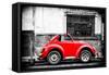 ¡Viva Mexico! B&W Collection - Small Red VW Beetle Car-Philippe Hugonnard-Framed Stretched Canvas