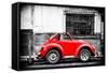 ¡Viva Mexico! B&W Collection - Small Red VW Beetle Car-Philippe Hugonnard-Framed Stretched Canvas